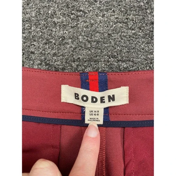 Boden Belgravia Ponte Trousers Red Womens 10R Wide Leg High Rise Casual Boho - Picture 5 of 8
